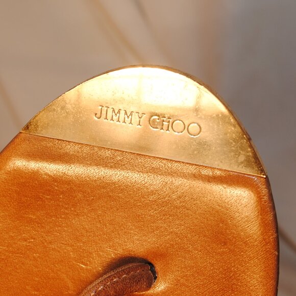 JIMMY CHOO WOMENS SZ 9 1/2 BROWN PLATFORM CORK SANDLE WEDGES - Picture 7 of 11